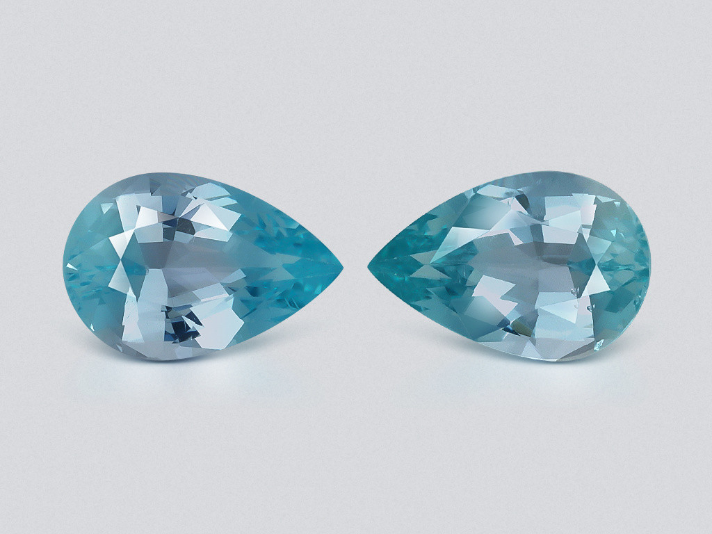 Pair of blue apatites in pear cut 8.52 carats, Brazil Image №1