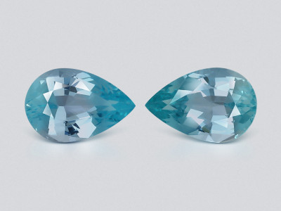 Pair of blue apatites in pear cut 8.52 carats, Brazil photo
