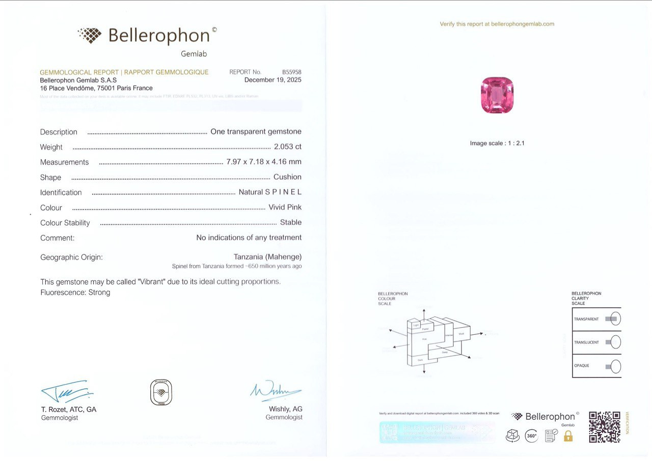 Mahenge-spinel leuchtendem Rosa kissenförmiger 2,05 Karat, Tansania   Image №6