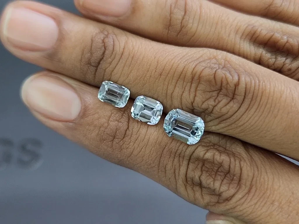 Set of aquamarines cushion cut 3.62 carats, Madagascar Image №2