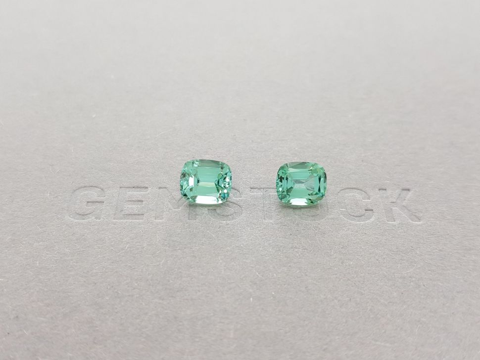 A pair of mint tourmaline from Afghanistan to cut 2.98 carat cushion Image №1