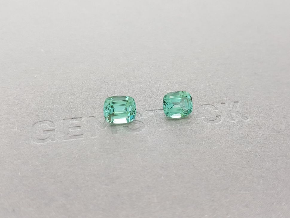 A pair of mint tourmaline from Afghanistan to cut 2.98 carat cushion Image №3