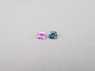 Bright contrasting pair of pink and green sapphire 2.12 ct photo