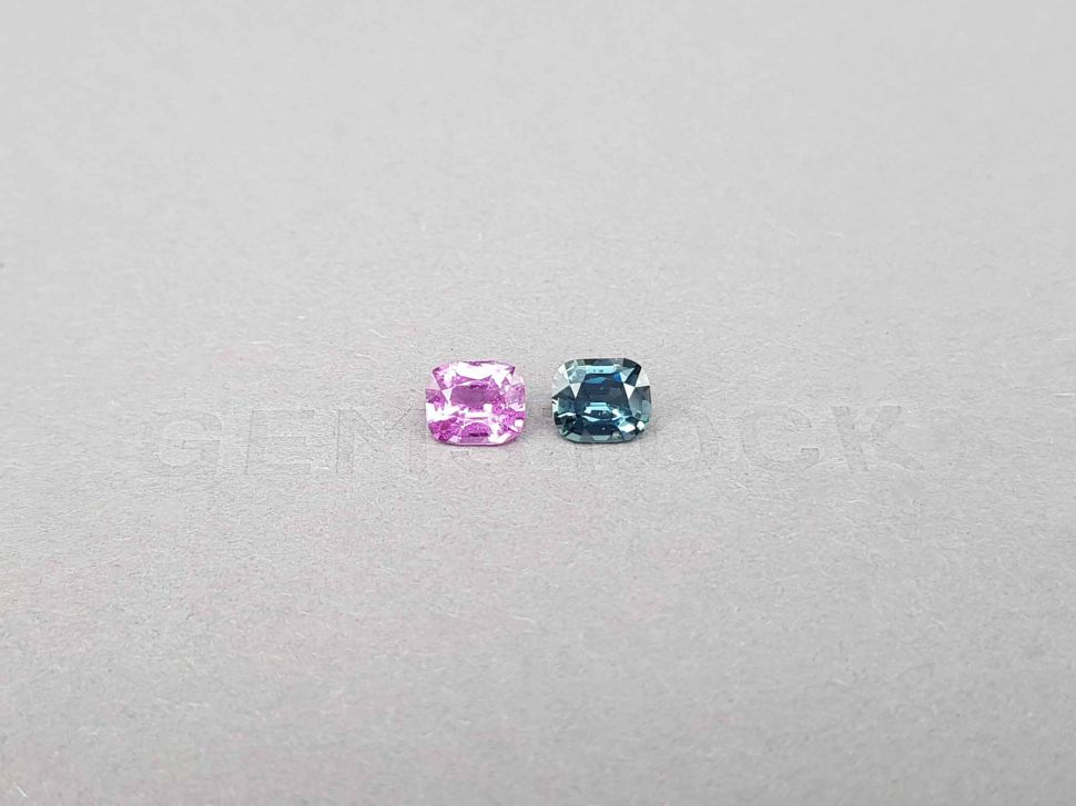 Bright contrasting pair of pink and green sapphire 2.12 ct Image №1