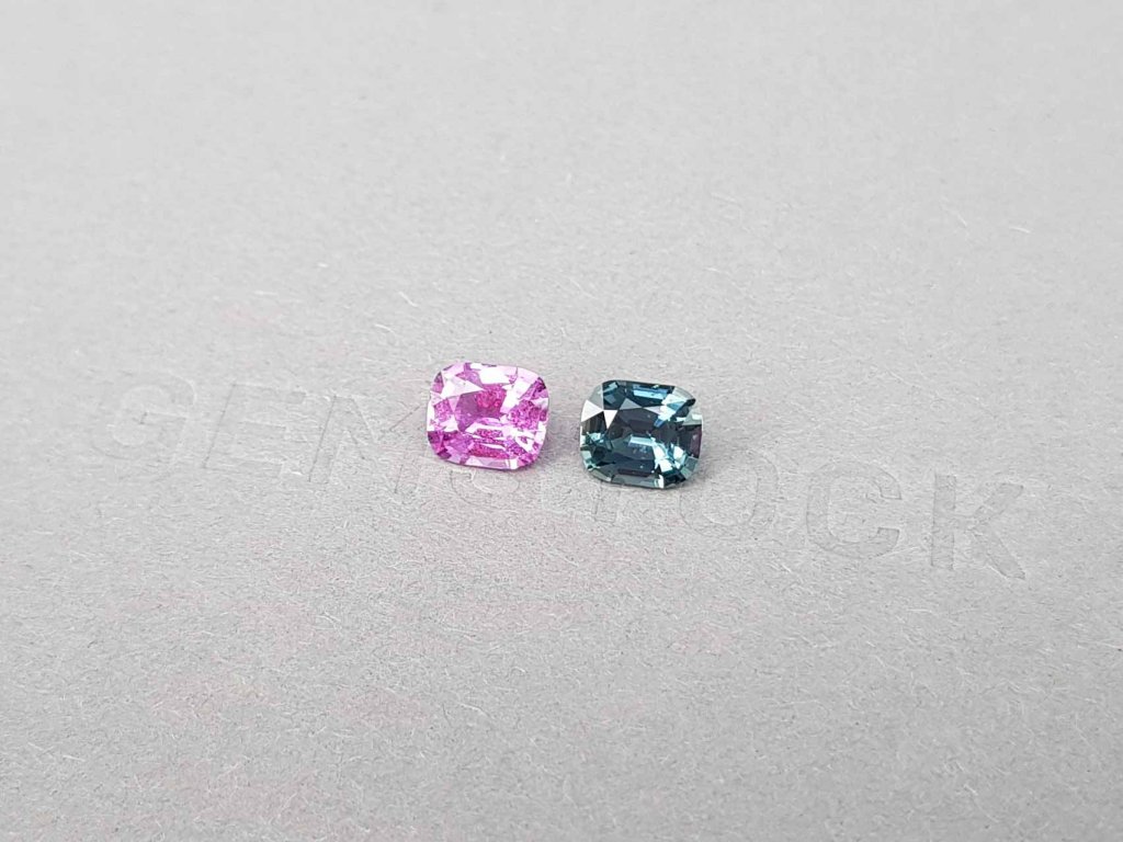 Bright contrasting pair of pink and green sapphire 2.12 ct Image №3
