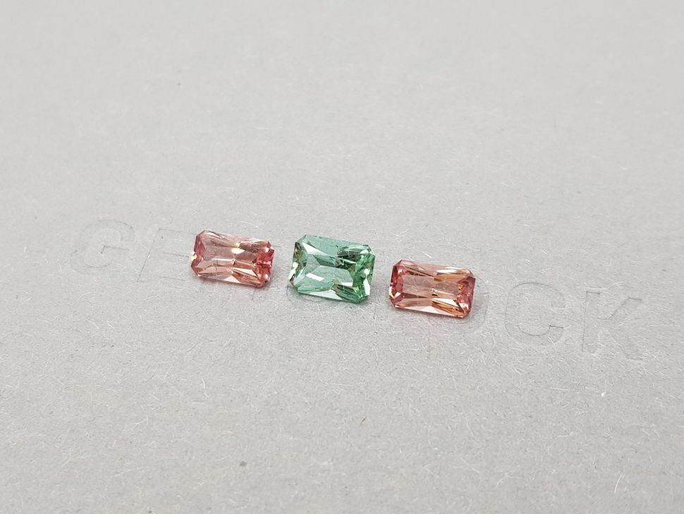 Set of pink and green radiant cut tourmalines 2.49 ct, Afghanistan Image №3