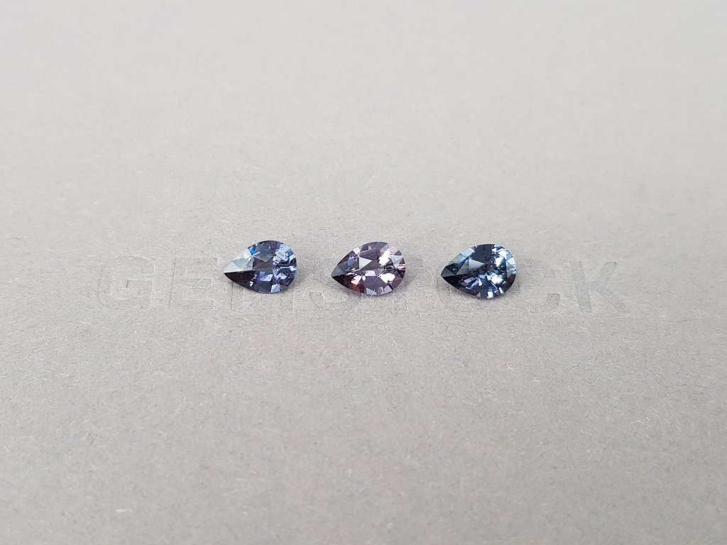 Set of blue and purple pear-cut spinels 2.12 ct, Burma Image №1
