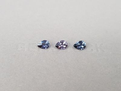 Set of blue and purple pear-cut spinels 2.12 ct, Burma photo