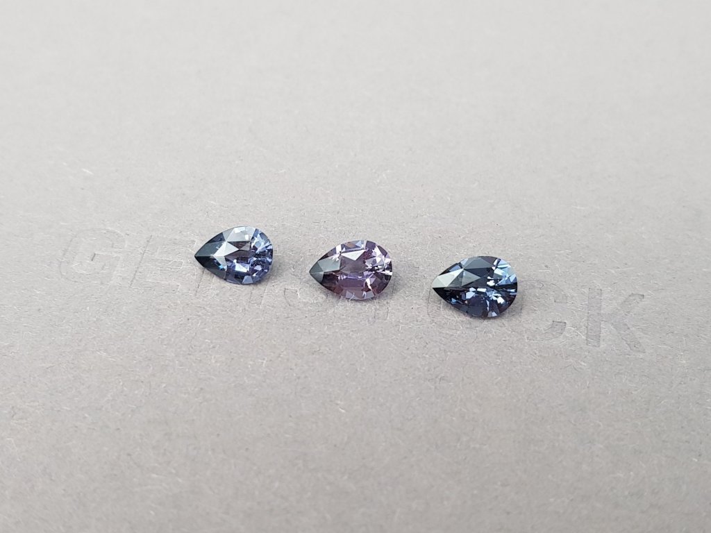 Set of blue and purple pear-cut spinels 2.12 ct, Burma Image №3