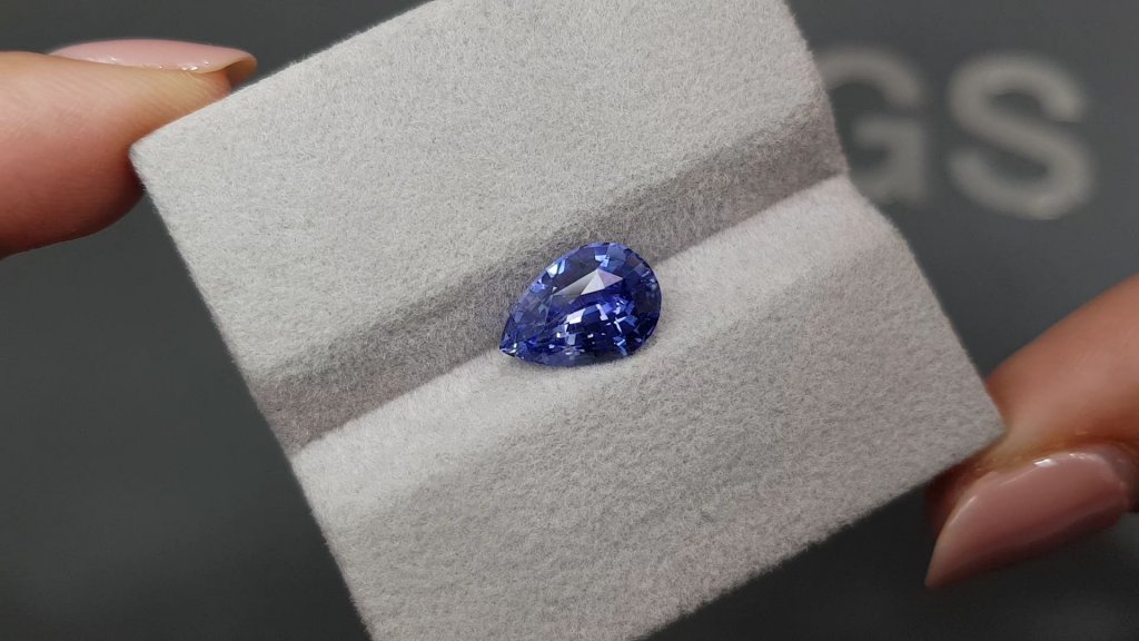 Cornflower blue sapphire 3.06 carats in pear cut, Sri Lanka Image №3