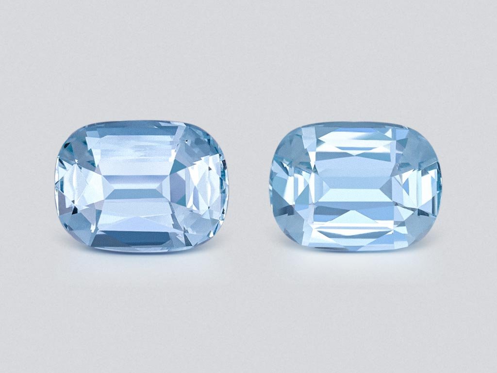 Paar tiefblaue Santa Maria-Aquamarine im Kissenschliff mit 9,69 Karat Image №1