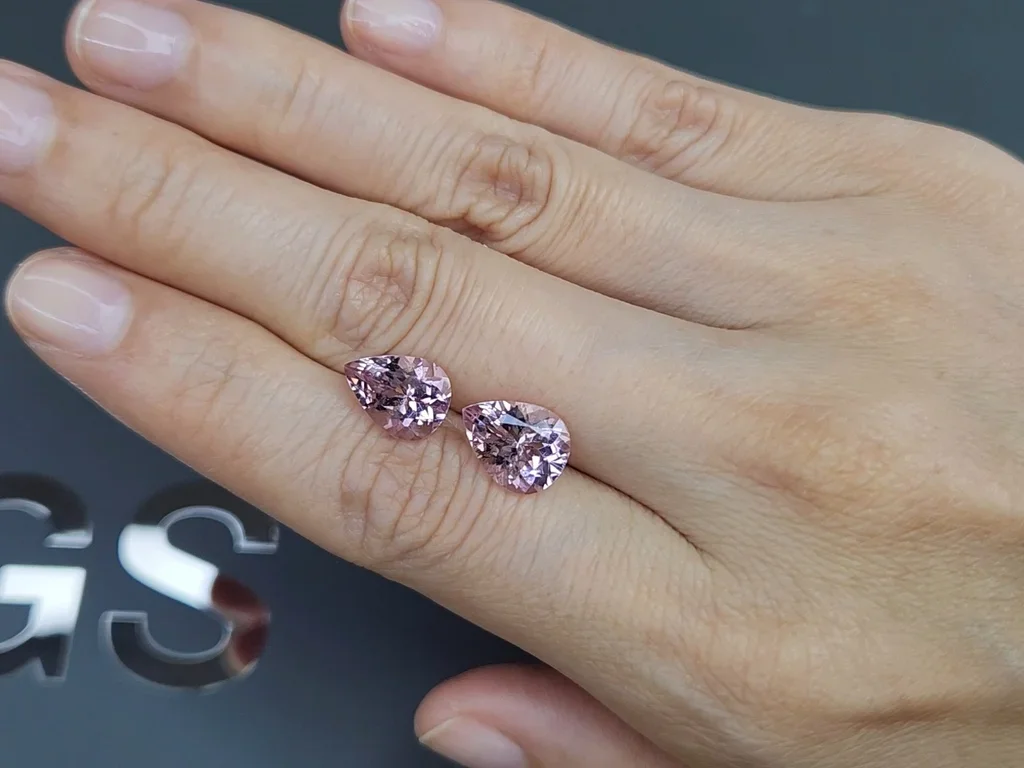Pair of pink morganites in pear cut 4.77 carats, Madagascar  Image №2