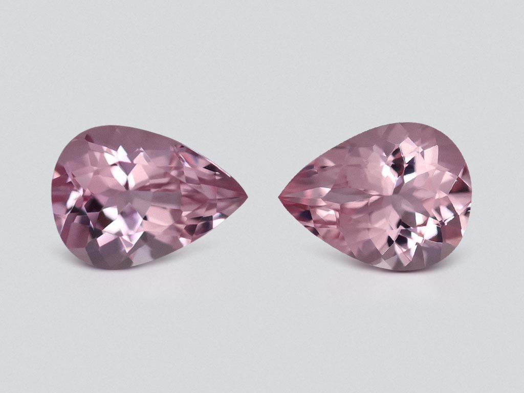 Pair of pink morganites in pear cut 4.77 carats, Madagascar  Image №1