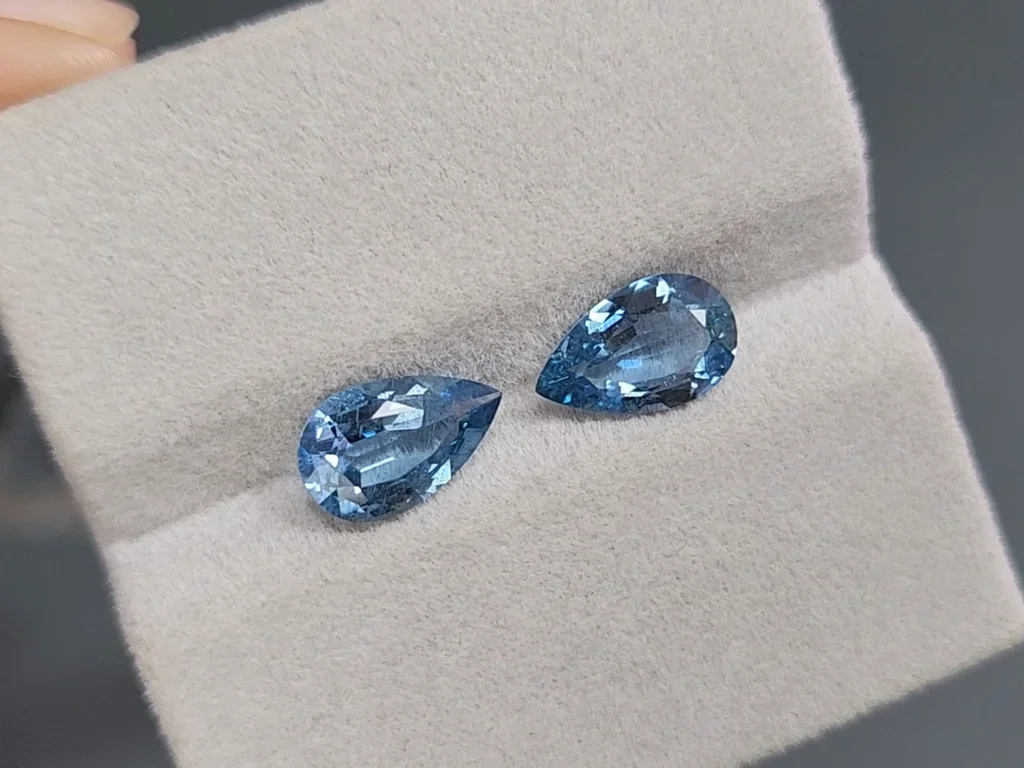 Paar Santa Maria aquamarine im tropfenschliff 2,81 karats, Madagaskar  Image №4