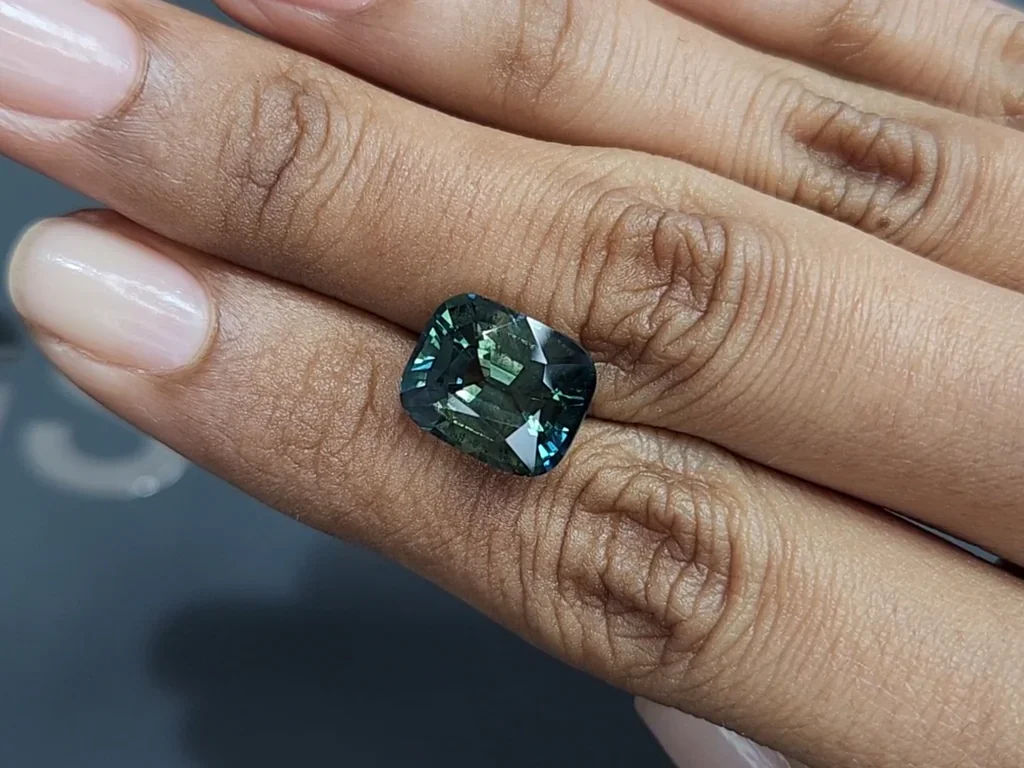 Sapphire Teal cushion cut  8.04 carats, Madagascar Image №2
