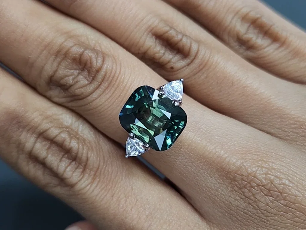 Sapphire Teal cushion cut  8.04 carats, Madagascar Image №5