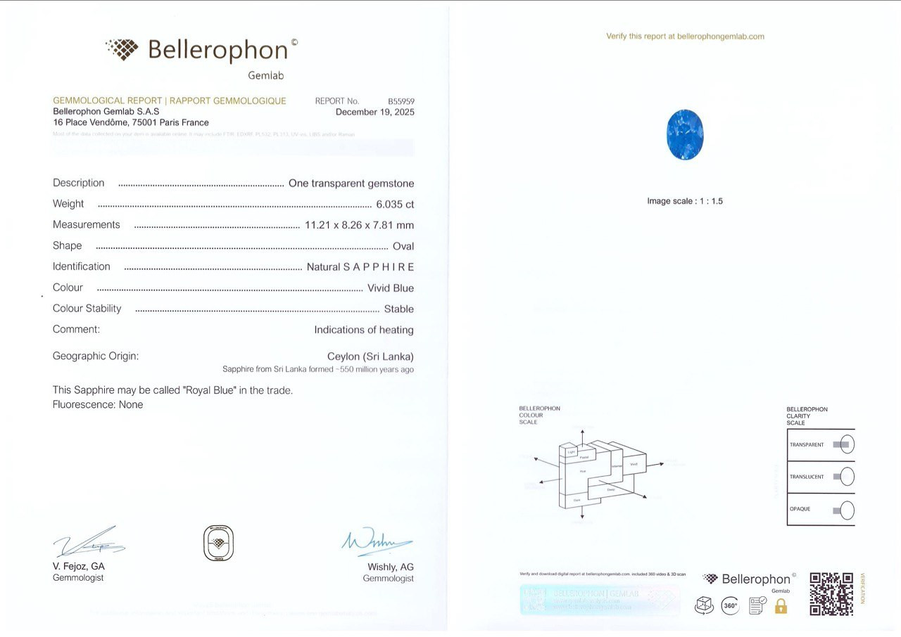 Saphir bleu royal ovale de 6,04 carats, Sri Lanka  Image №6