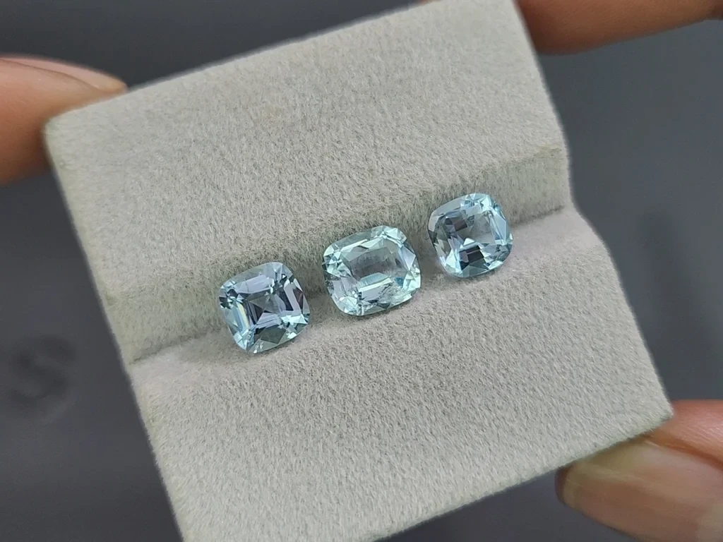 Set of aquamarines cushion cut  3.54 carats, Madagascar Image №5