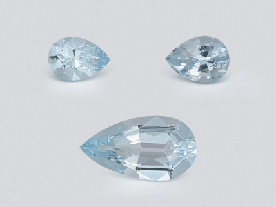 Set of aquamarines pear cut 1.48 carats, Madagascar photo