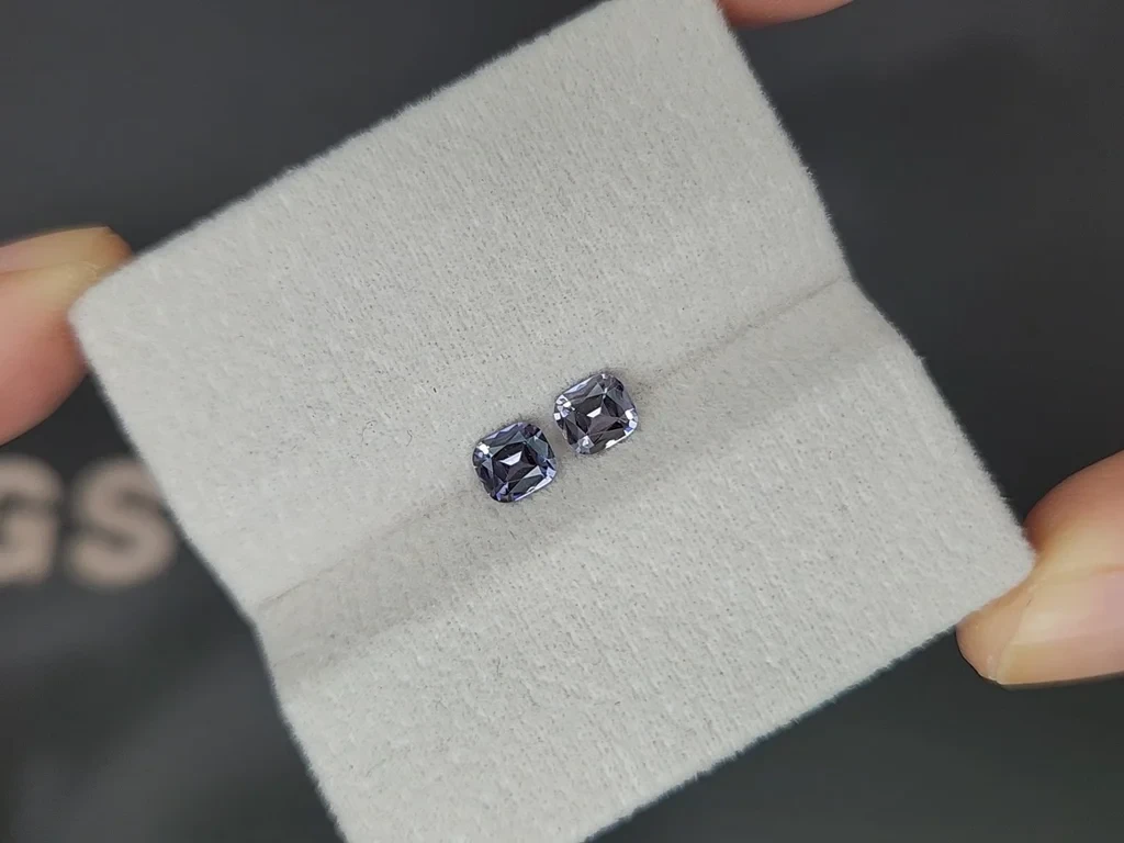 Pair of gray spinels cushion cut  0.72 carats, Tanzania Image №4