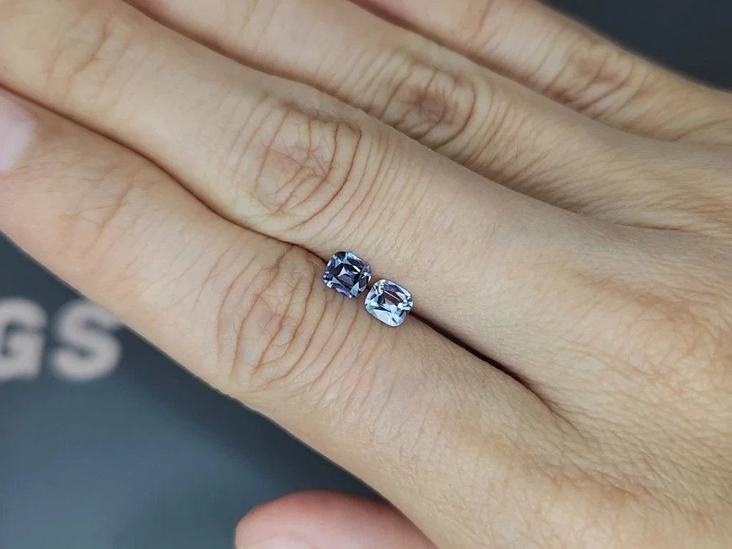 Pair of gray spinels cushion cut  0.72 carats, Tanzania Image №2