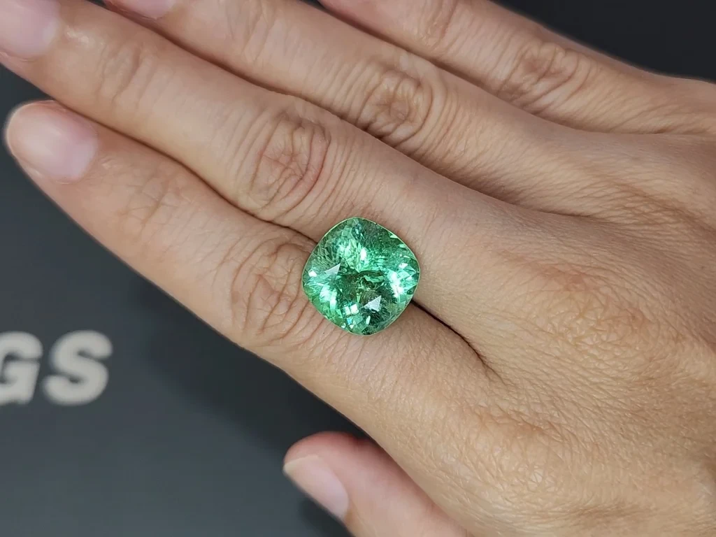 Tourmaline Paraiba vert néon, taille coussin, 9,17 carats, Mozambique Image №2