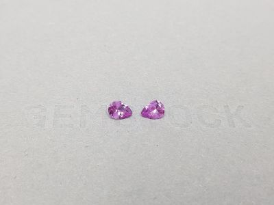 Pair of purple unheated pear-cut sapphires 0.76 ct photo