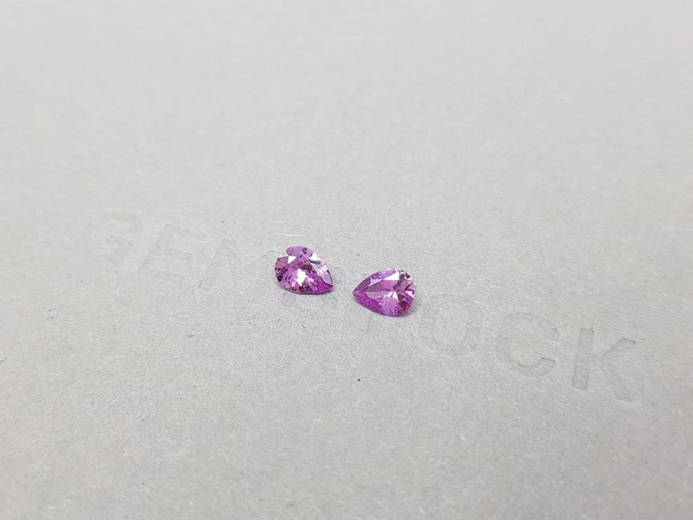 Pair of purple unheated pear cut sapphires 0.76 ct Image №3