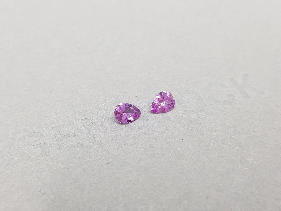 Pair of purple unheated pear cut sapphires 0.76 ct Image №2