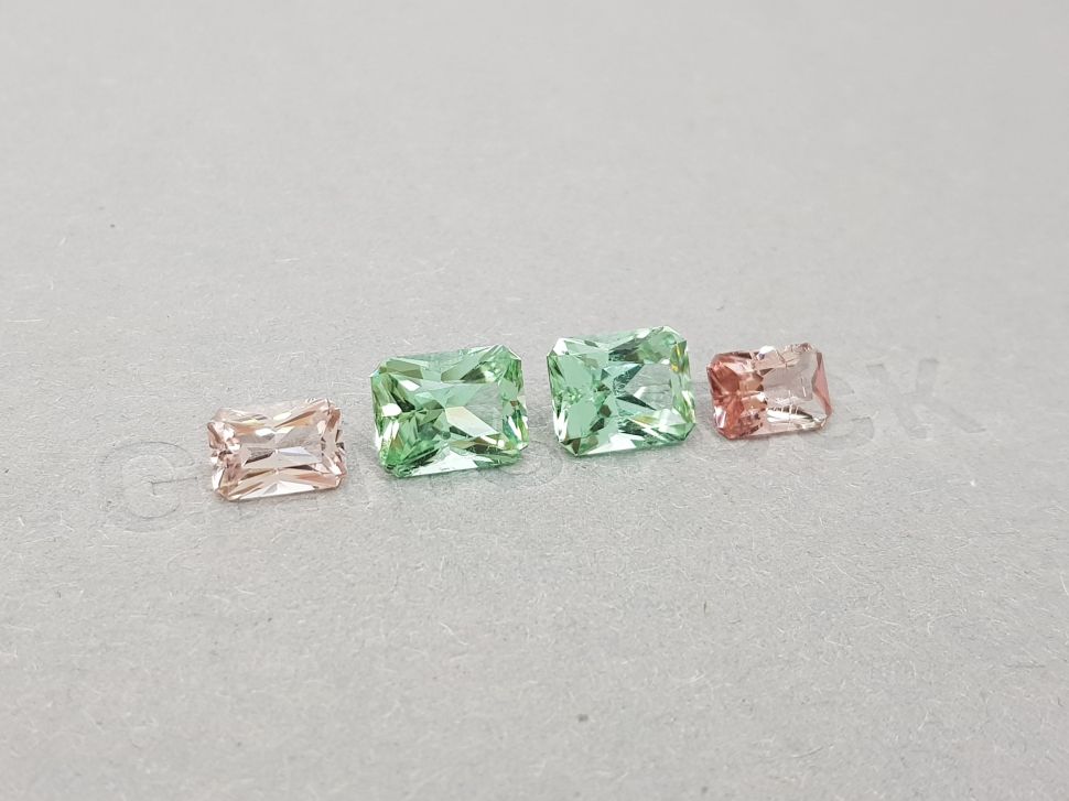 Set of pink and green radiant cut tourmalines 6.16 ct Image №2