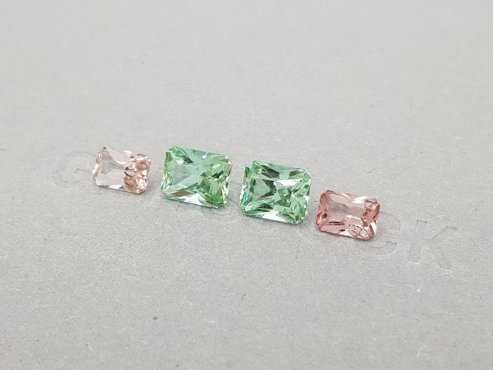 Set of pink and green radiant cut tourmalines 6.16 ct Image №3