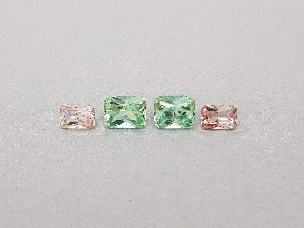 Set of pink and green radiant cut tourmalines 6.16 ct Image №1
