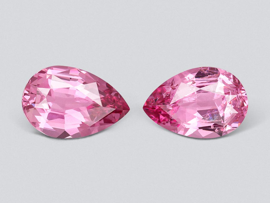 Pair of pink spinels from Tajikistan in pear cut 3.68 carats Image №1