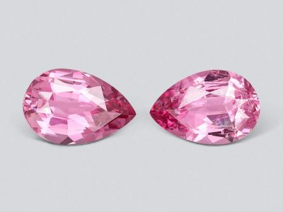 Pair of pink spinels from Tajikistan in pear cut 3.68 carats photo