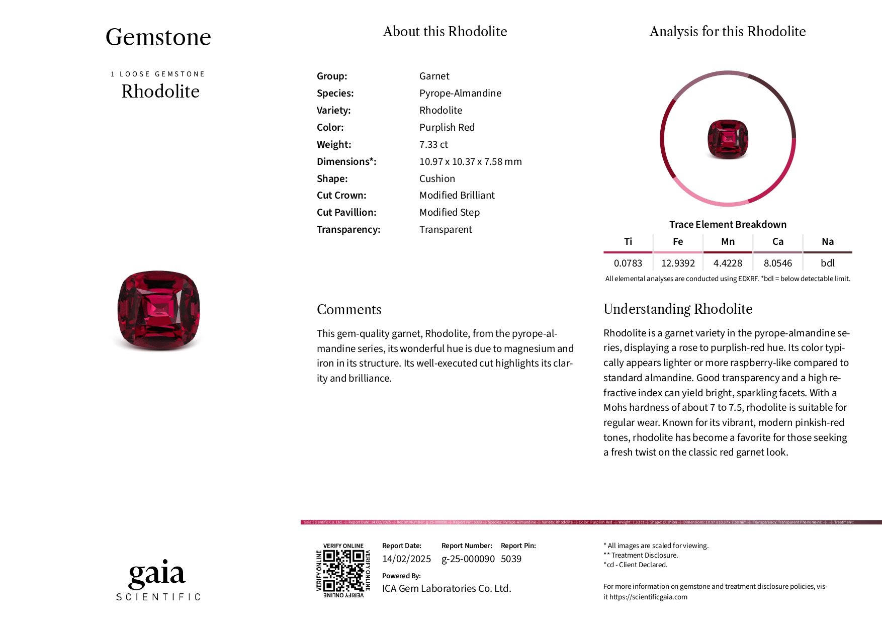 Rhodolith-granat im kissenschliff 7,33 carats, Tansania Image №6