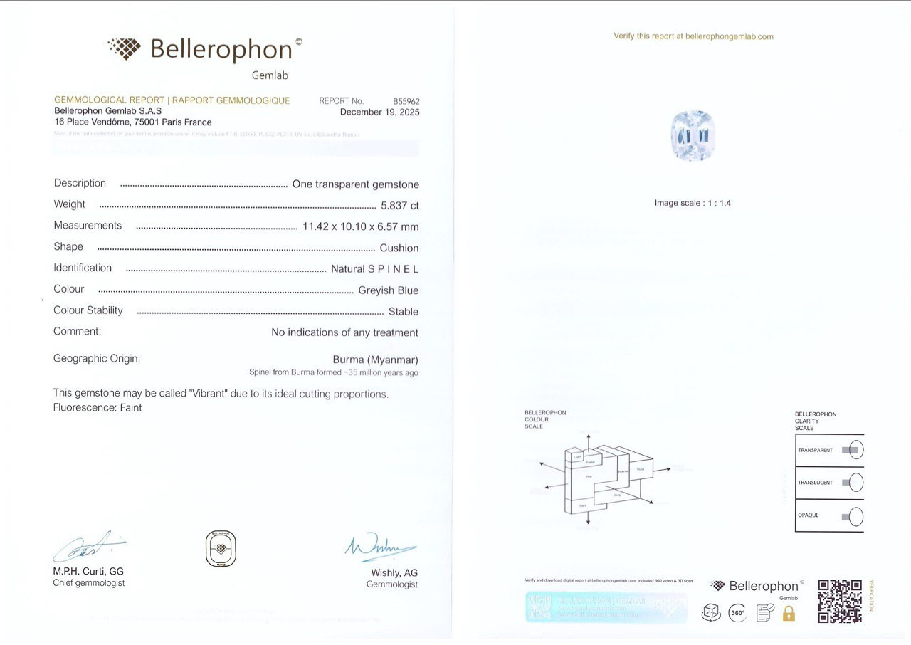 Espinela de talla cojín de 5,84 quilates, Birmania  Image №6