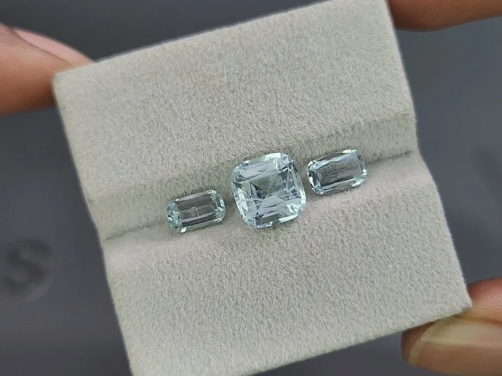 Set of aquamarines cushion cut 3.51 carats, Madagascar Image №5