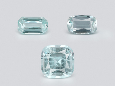 Set of aquamarines cushion cut 3.51 carats, Madagascar photo