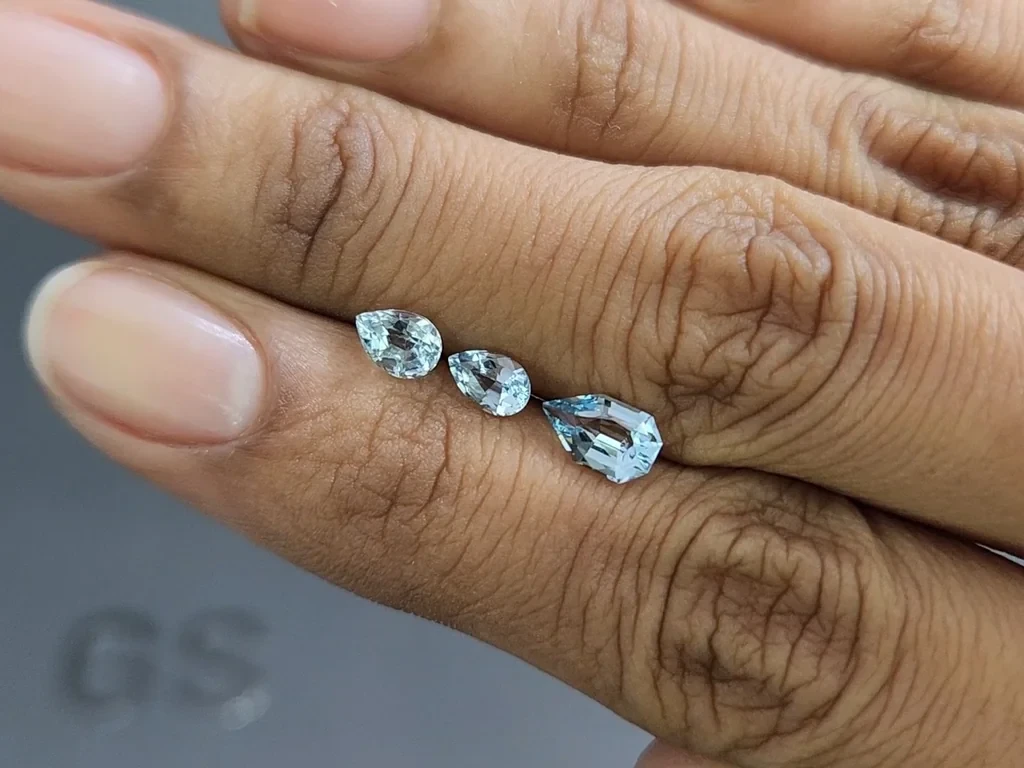 Set of aquamarines in pear cut 1.45 carats, Madagascar Image №2