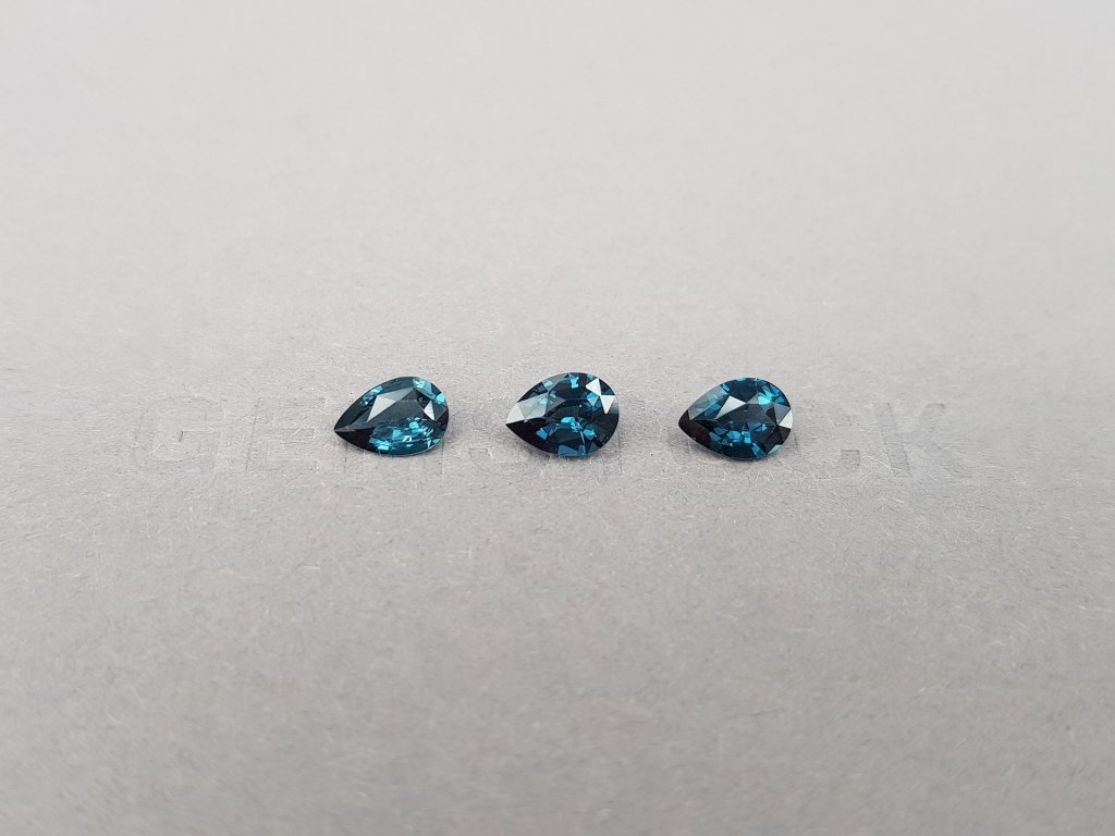 Set of cobalt blue spinels in pear cut 2.02 carats, Tanzania Image №1