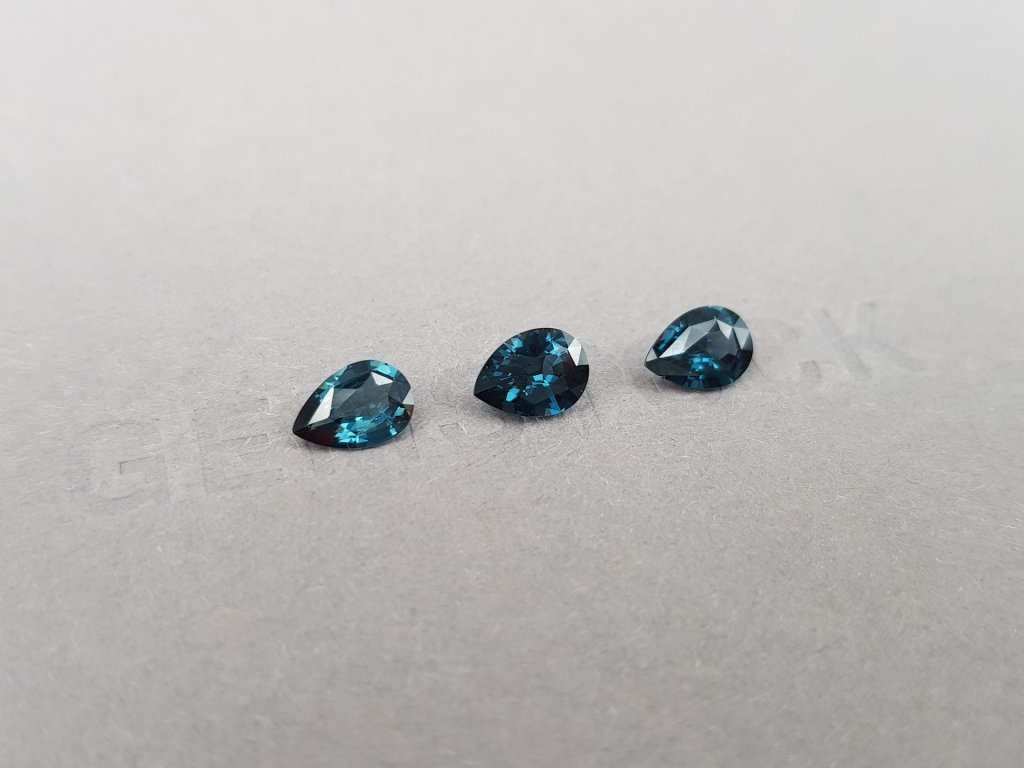 Set of cobalt blue spinels in pear cut 2.02 carats, Tanzania Image №2