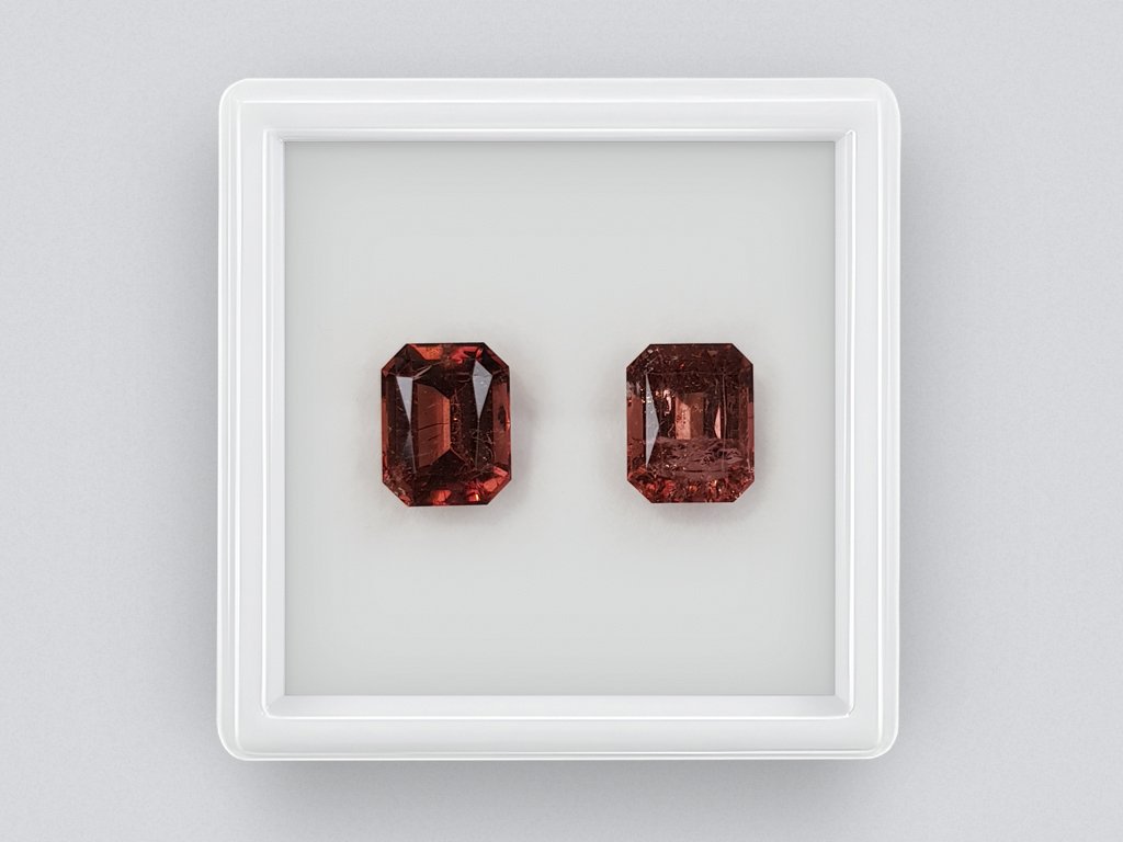 Octagon cut rubellite set 5.36, Africa Image №1