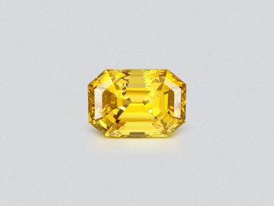 Rare unheated Vibrant vivid yellow sapphire in octagon cut 28.09 carats, Sri Lanka photo