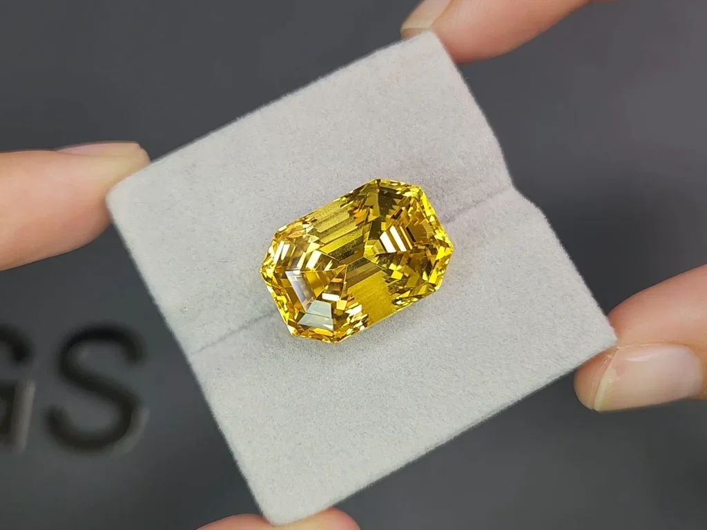 Grand saphir jaune non traité taille octogonale 28,09 carats, Sri Lanka Image №4