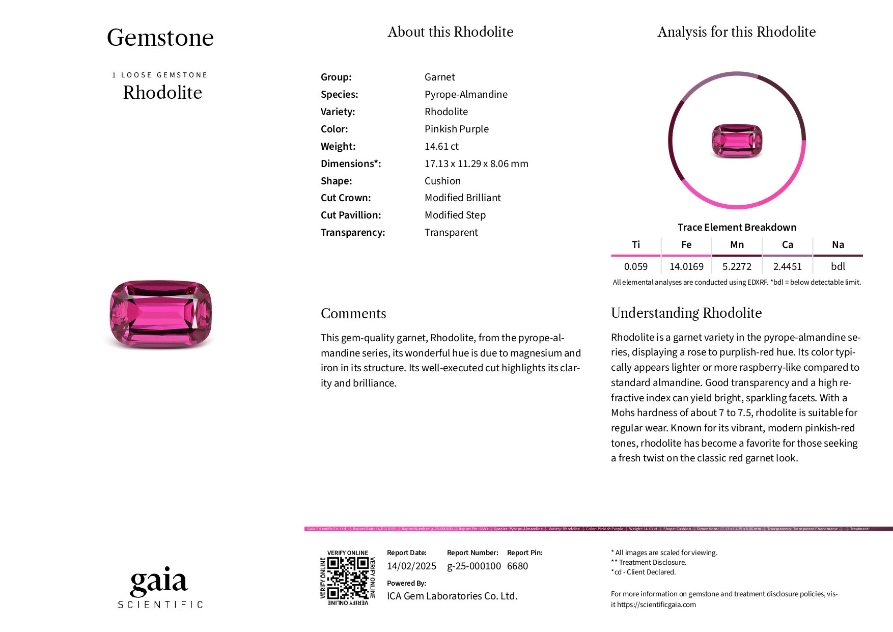 Rhodolith-granat im kissenschliff 14,61 carats, Tansania Image №6