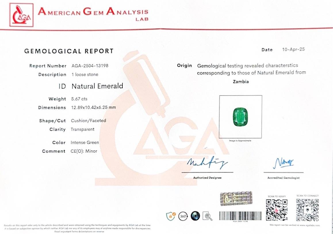 Emerald Intense Green cushion cut 5.67 carats, Zambia Image №6