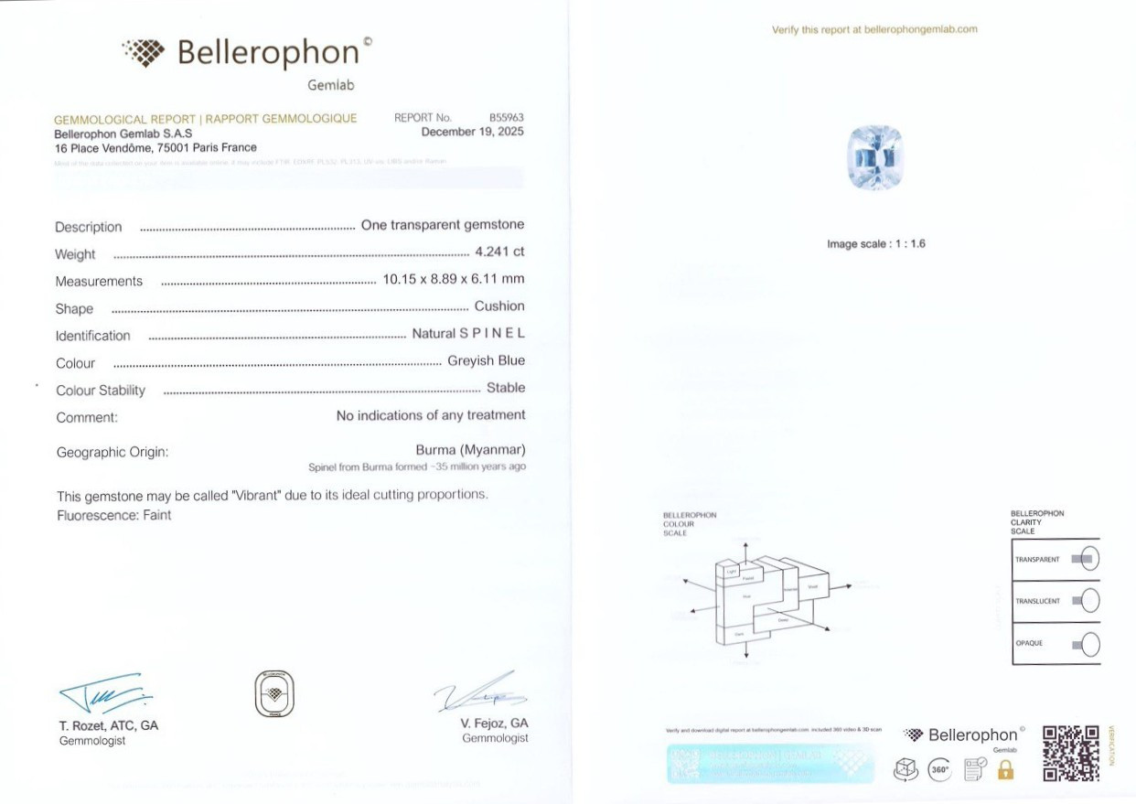 Espinela de talla cojín de 4,24 quilates, Birmania  Image №6