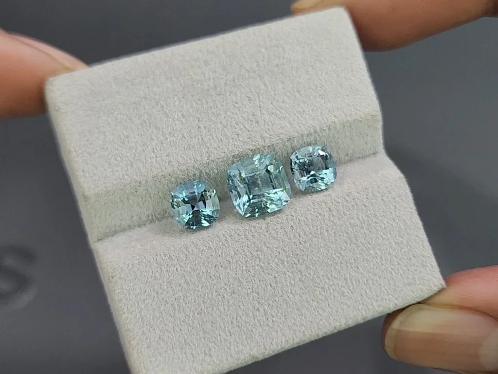 Set of aquamarines cushion cut 3.48 carats, Madagascar Image №5