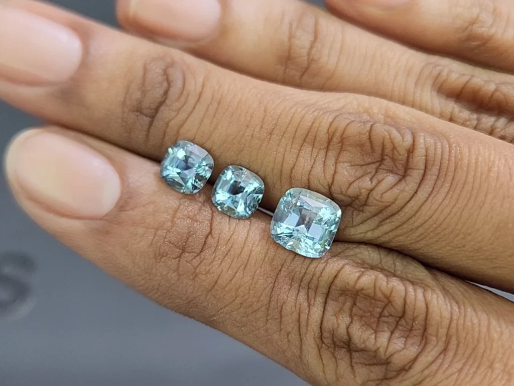 Set of aquamarines cushion cut 3.48 carats, Madagascar Image №2