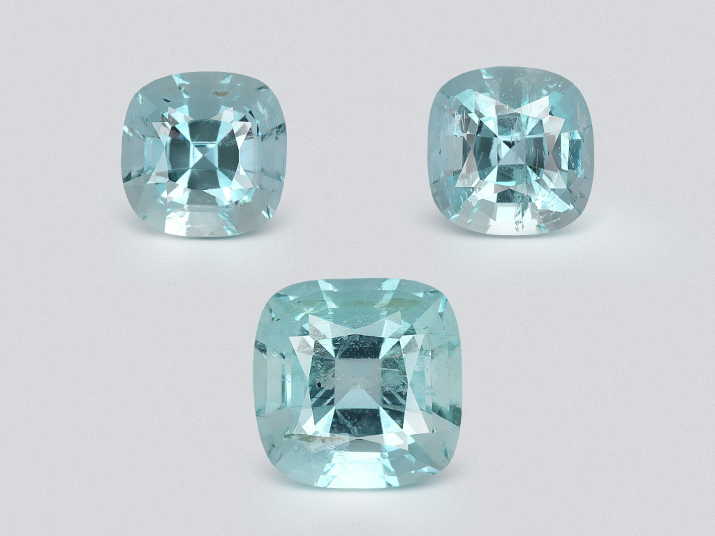 Set of aquamarines cushion cut 3.48 carats, Madagascar Image №1